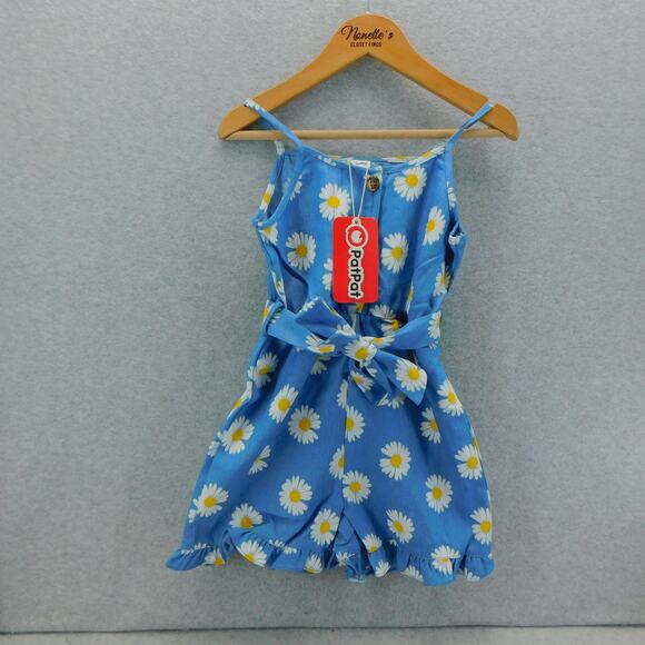 New with Tag - Girls Blue with Daisy Short Romper Size 4-5 - Picture 1 of 7
